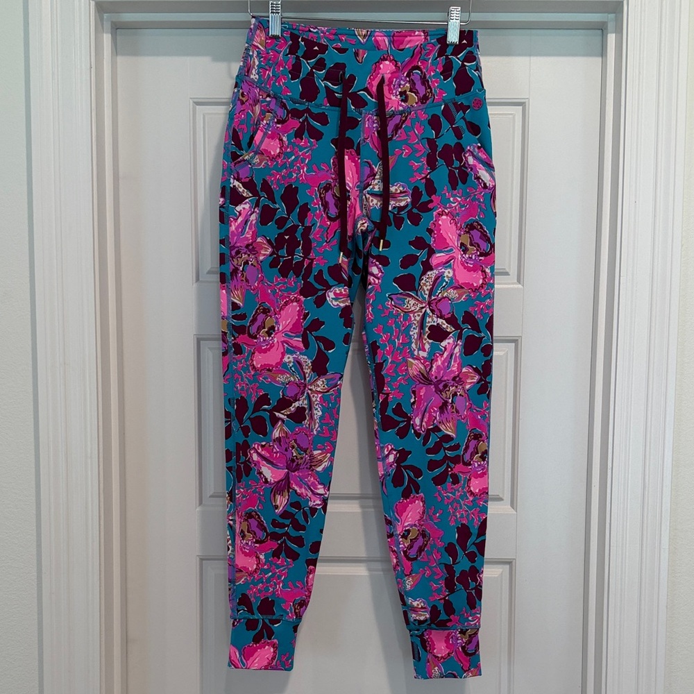 Lilly Pulitzer Teal and Pink Floral Joggers